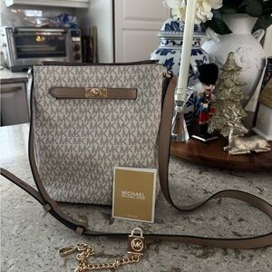 Michael Kors Beige and Brown Crossbody Bag